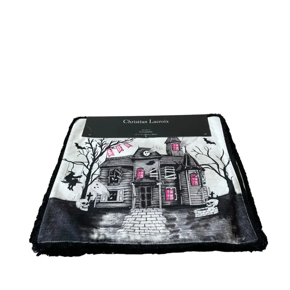 Christian Lacroix Halloween Haunted House Placemats 15in Set of 4 Spooky NEW